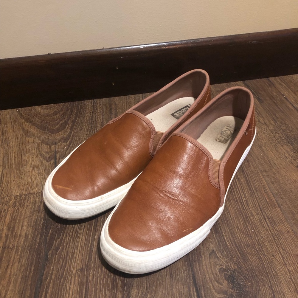 Brown Leather Slip-On Shoes